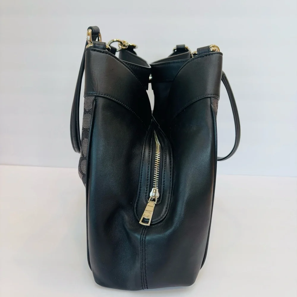 Coach Lexy Shoulder Bag in Signature Jacquard Black Logo Print and Leather